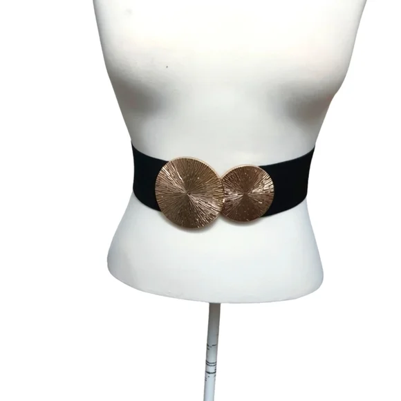 None | Accessories | Black Gold Elastic Waist Belt With  display picture 1